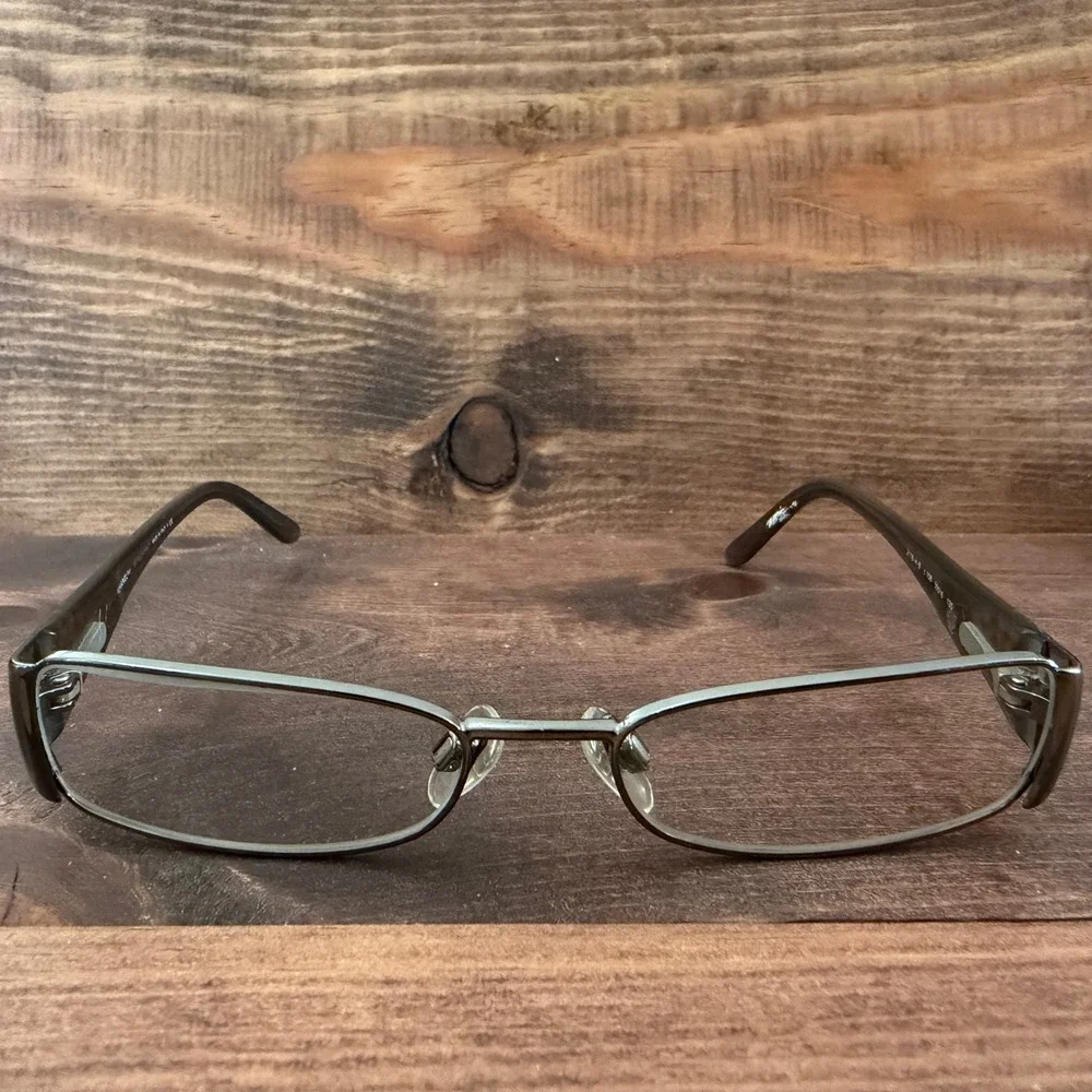 Chanel Eyeglass FRAME ONLY Gunmetal Brown Crystal Pearl CC Logo 50-16-135